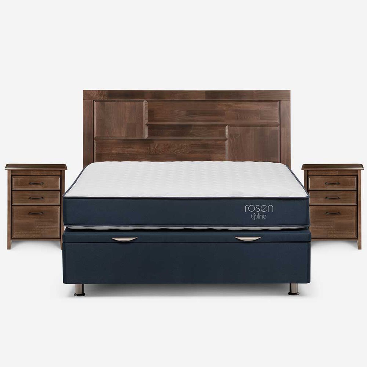 Boxet Rosen 2 Plazas UpLine + Respaldo + 2 Veladores Dolce