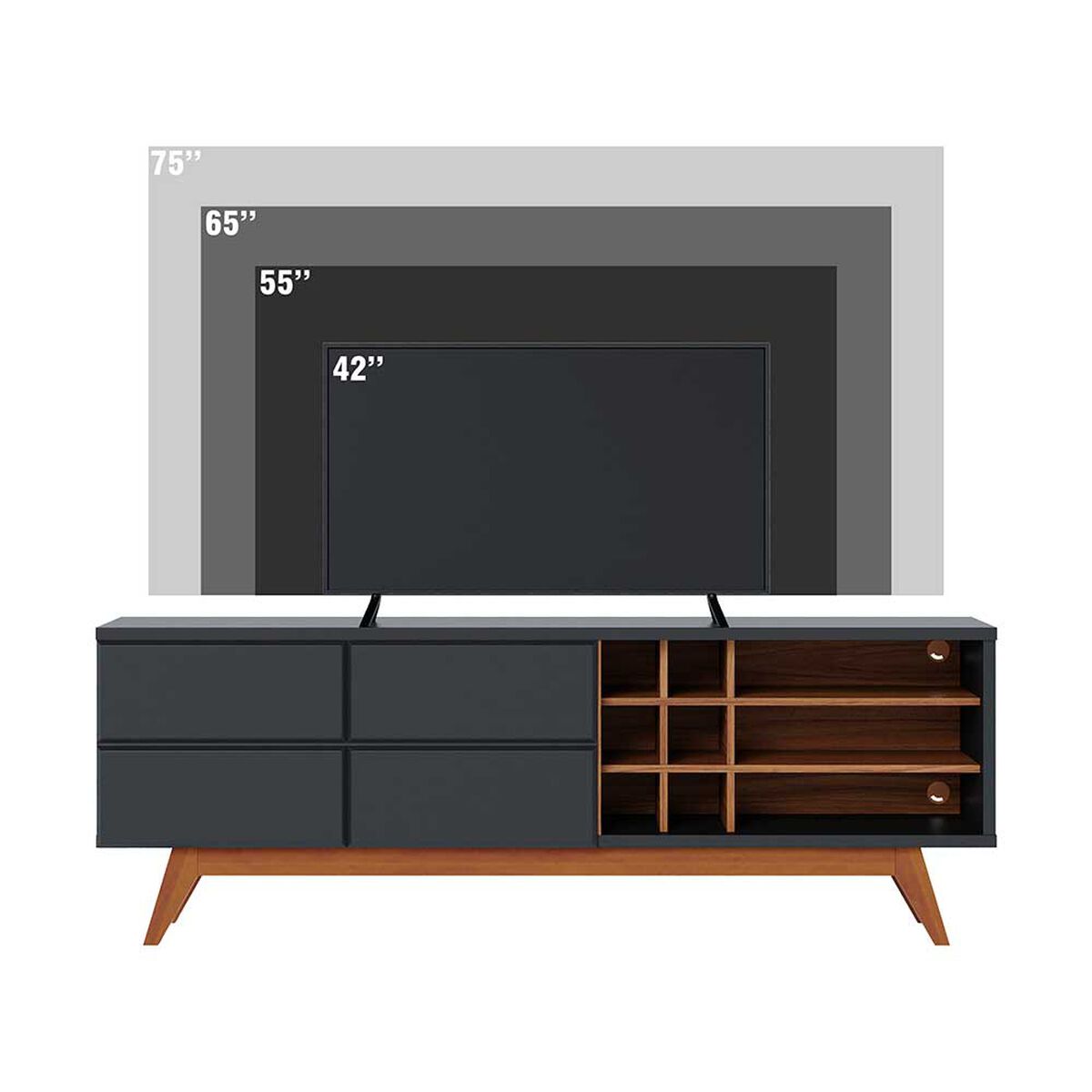 Rack Di Poretti Noronha 75" Negro