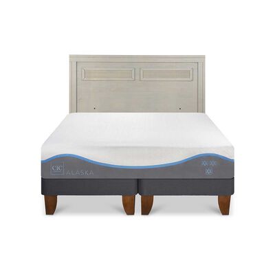 Cama Europea CIC Base Dividida 2 Plazas Alaska + Respaldo Milan Alpino