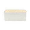 Panera Metálica con Tapa Bamboo Simplit Blanco