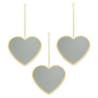 Set 3 Espejos Plástico Vgo para Colgar Corazón Dorado
