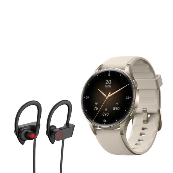 Kit Smartwatch Lhotse Vibe 05 Cream + Audífonos Deportivos
