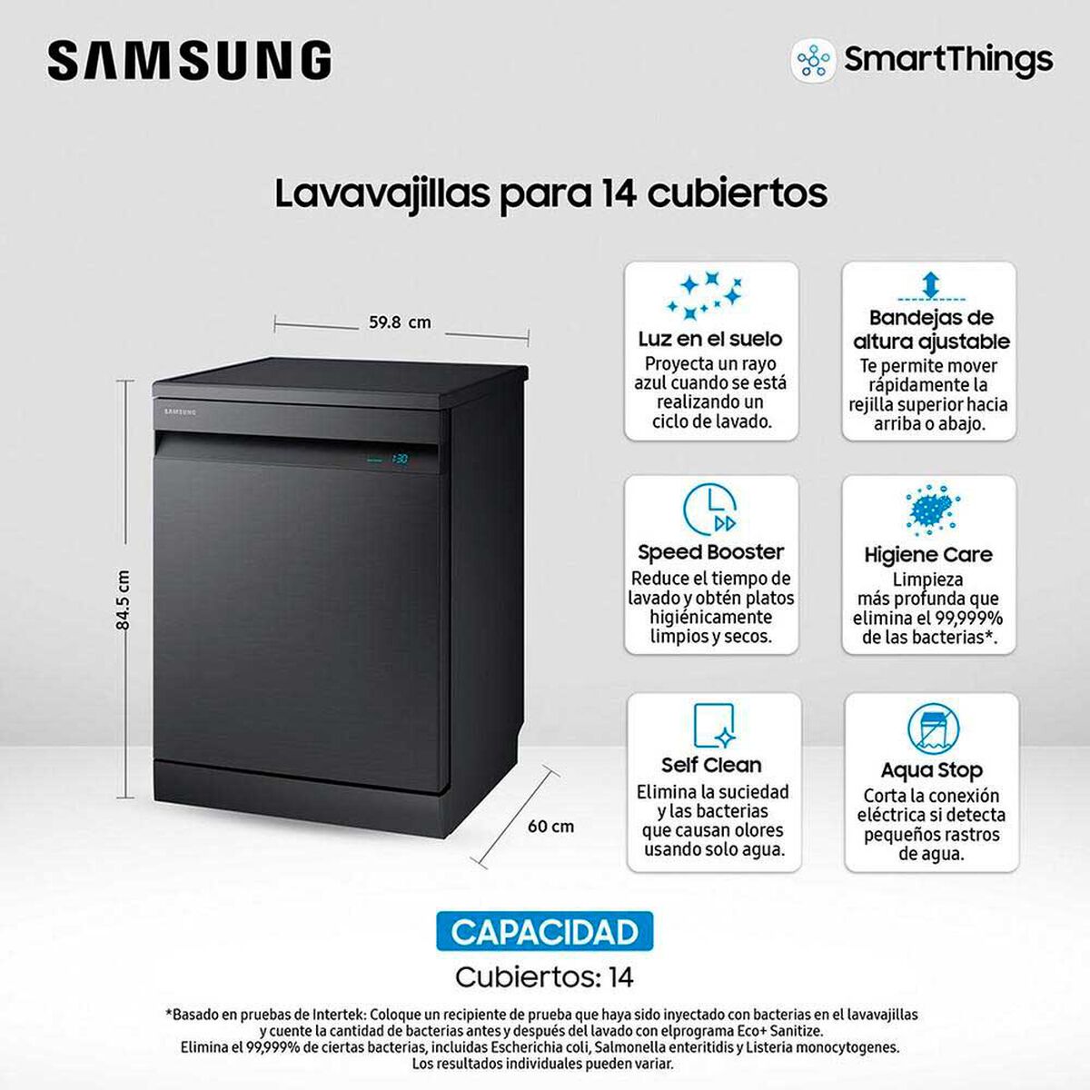 Lavavajillas Samsung DW60A8050FG/ZS 14 Cubiertos