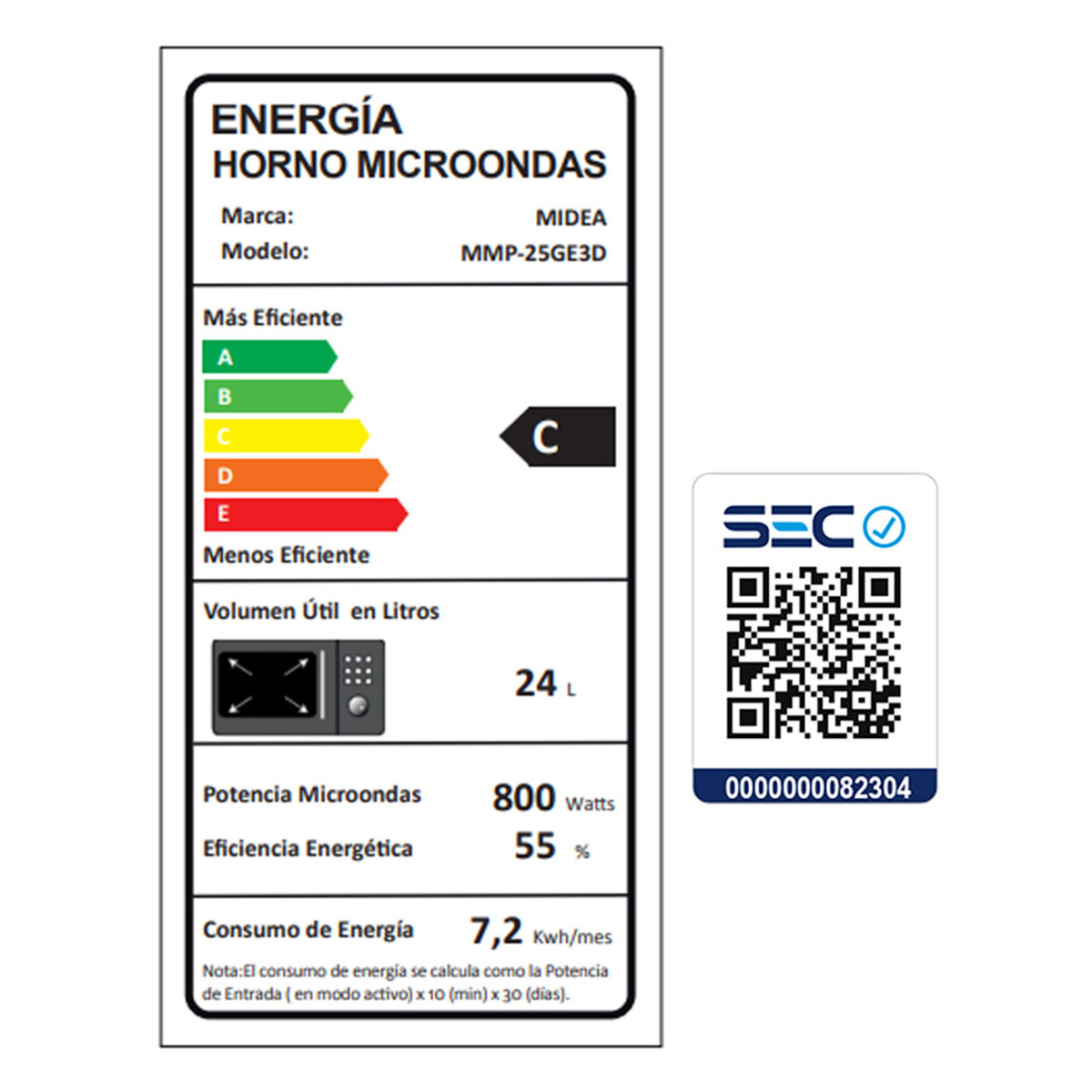 Microondas Midea MMP 25GE3D 25 lt