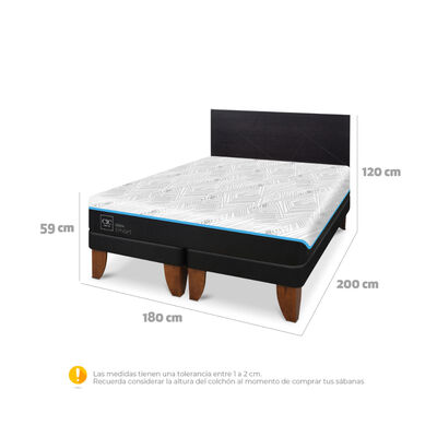 Imagen 2 del producto Cama Europea CIC Green Infinity King + 1 Respaldo Villarrica Negro