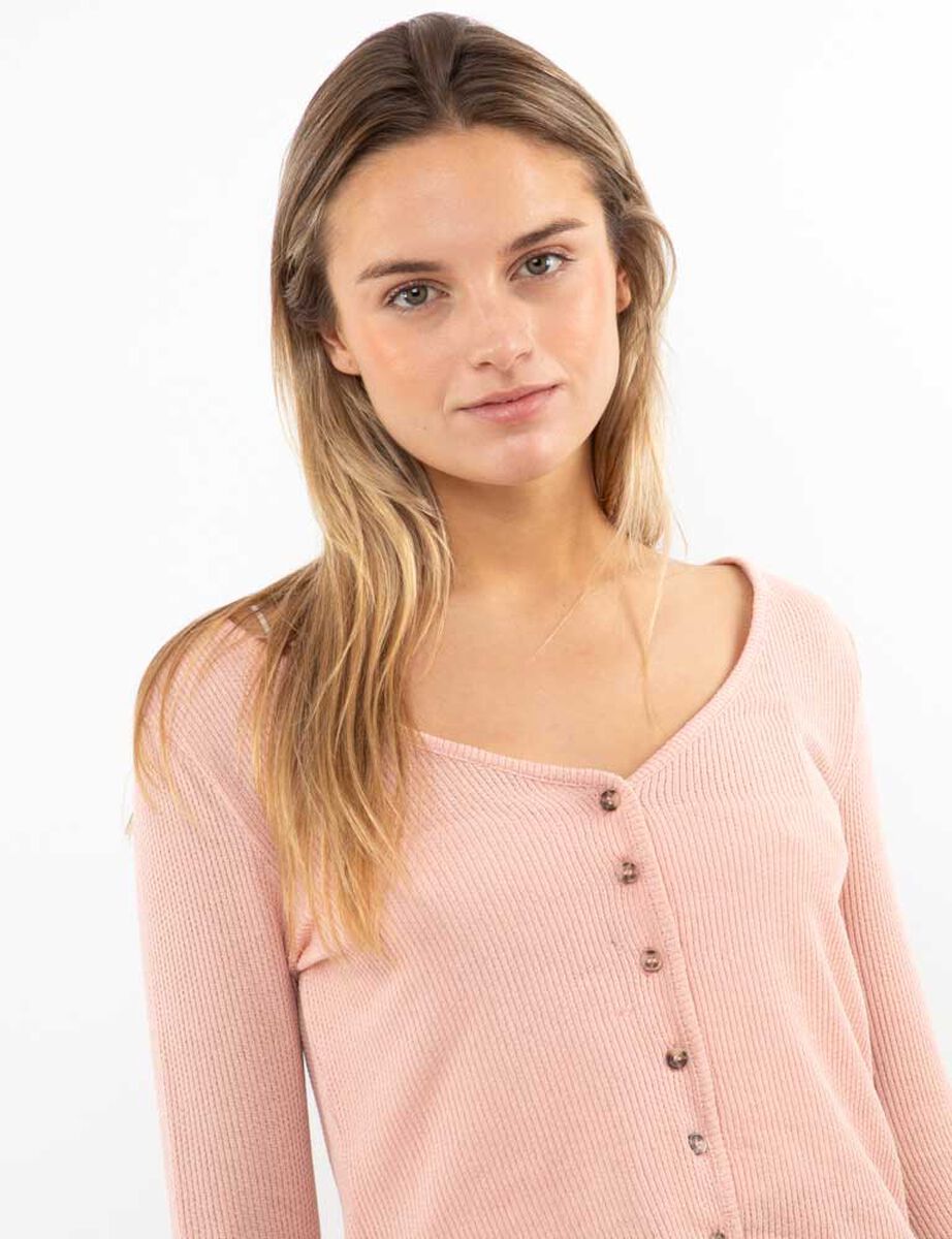 Polera Botones Crop Manga Larga Mujer Icono