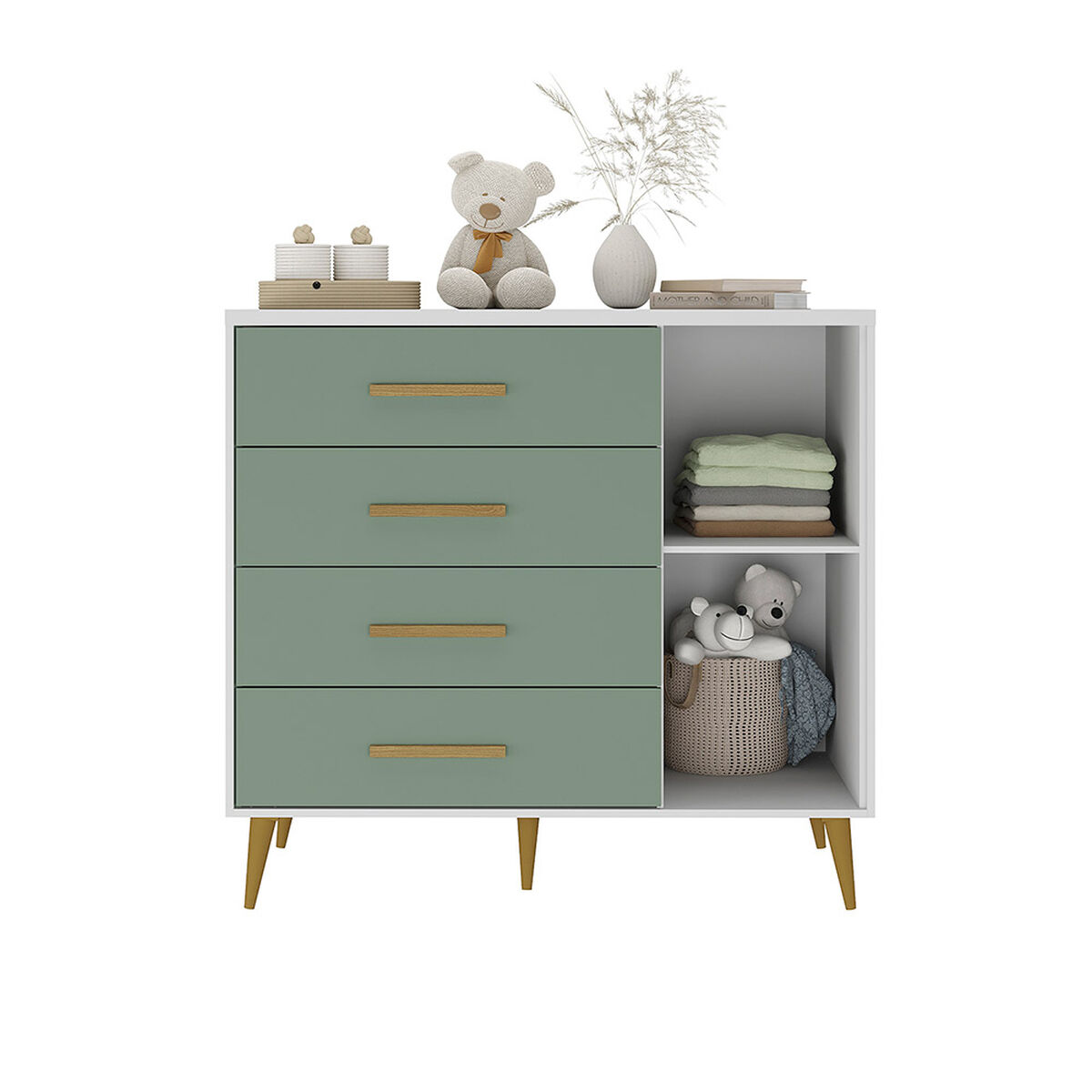 C&oacute;moda Di Poretti Design Kids 4 Cajones 1 Puerta Verde Pastel