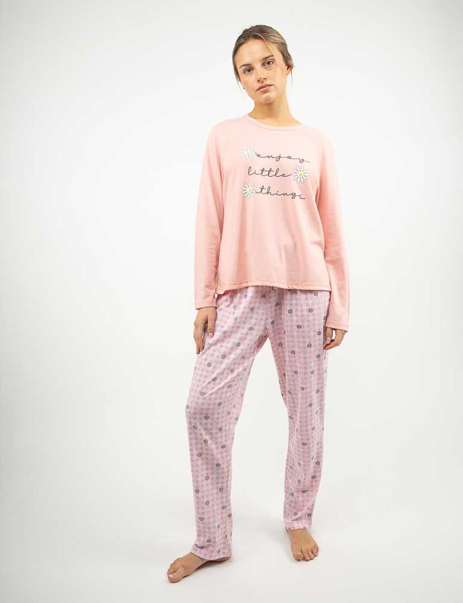 Pijama Larga Algod&oacute;n Manga Larga Mujer Icono