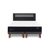 Cama Europea CIC Base Dividida 2 Plazas Premium + Respaldo Munich Negro