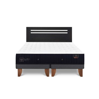 Imagen 1 del producto Cama Europea CIC Base Dividida 2 Plazas Premium + Respaldo Munich Negro