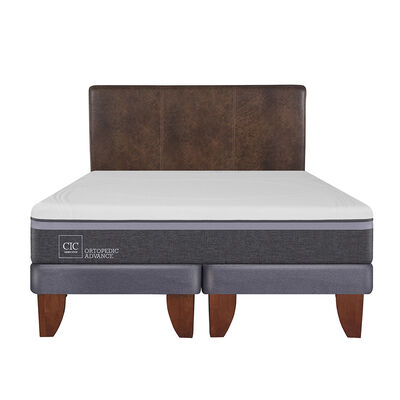 Cama Europea CIC Base Dividida King Ortopedic Advance + Respaldo Baker