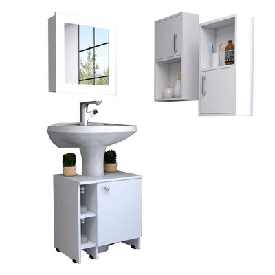Imagen 2 del producto Combo Botiquín + Mueble Lavamanos + Mueble Auxiliar TuHome My Bath Blanco