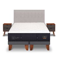 Cama Europea CIC Base Dividida King Súper Premium + Respaldo + Veladores