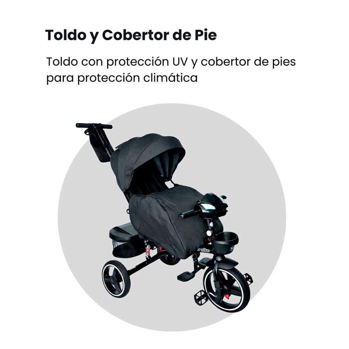 Triciclo Coche Cuna con Bluetooth 360 One Click RS-4090 Negro