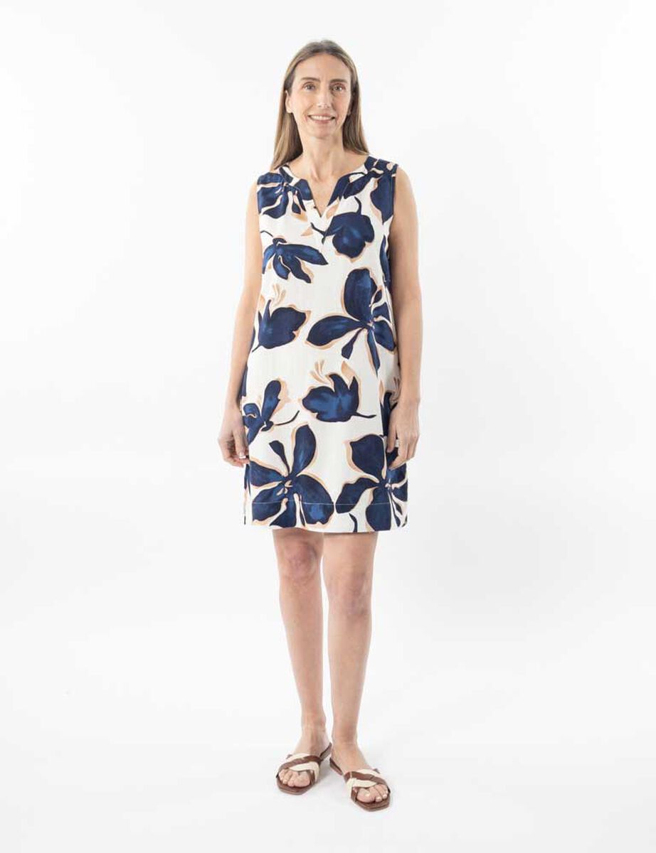 Vestido Lino Midi Sin Mangas Mujer Portman Club