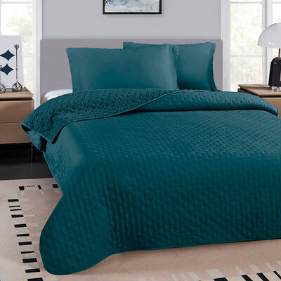 Quilt Illusions Sherpa Roma 2 Plazas Liso Azul
