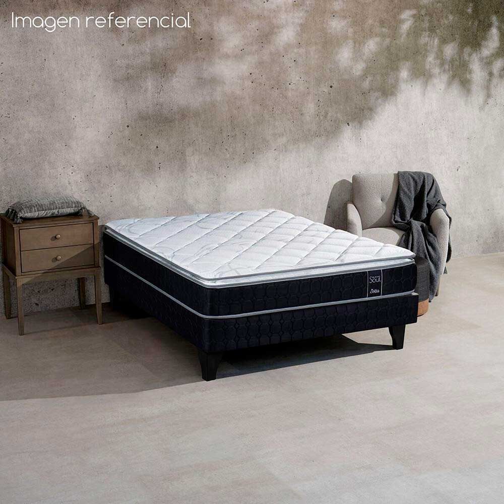 Cama Europea Celta 2 Plazas Black Soul + Respaldo + 2 Veladores