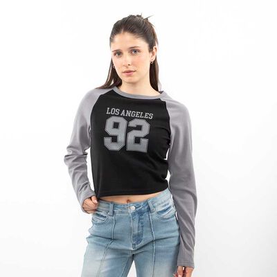Polera Raglán Con Estampado Mujer Icono