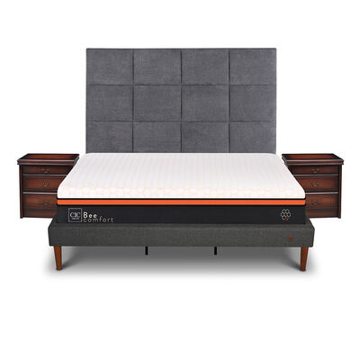Cama Europea Curve CIC King Bee Comfort + Respaldo + 2 Veladores