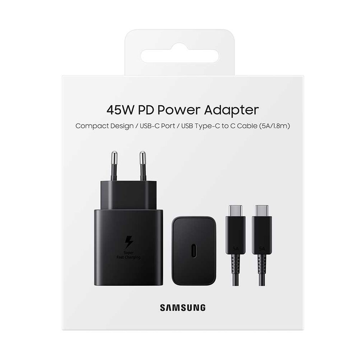 Cargador USB Samsung Tipo-C 45W Carga Súper Rápida 2.0 Negro