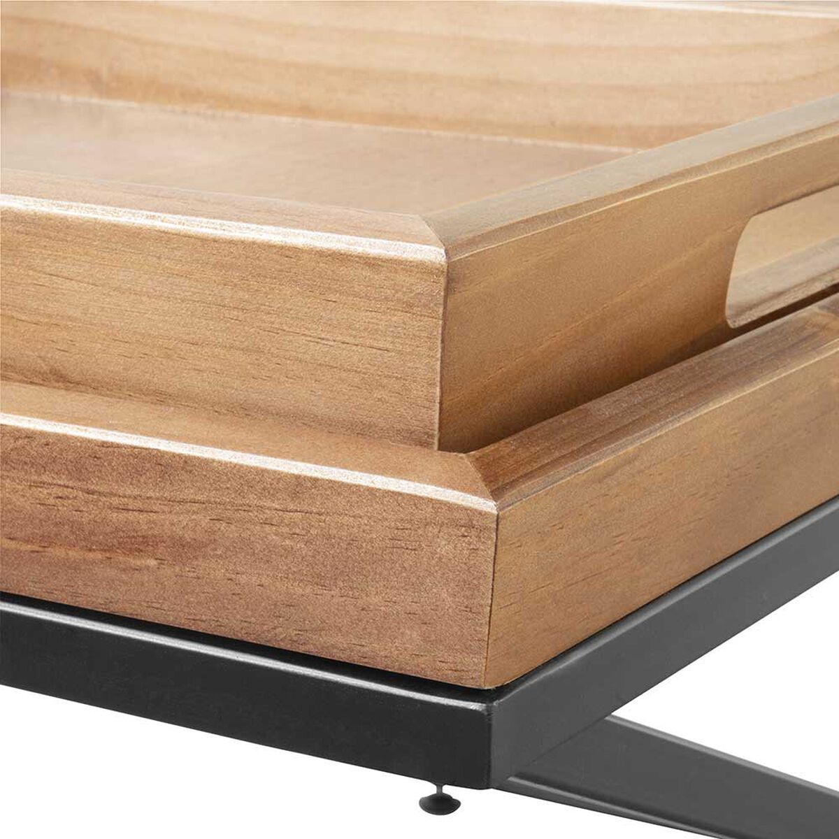 Mesa de Centro Mini Innovamuebles Monarca + 2 Bandejas Nogal Oscuro