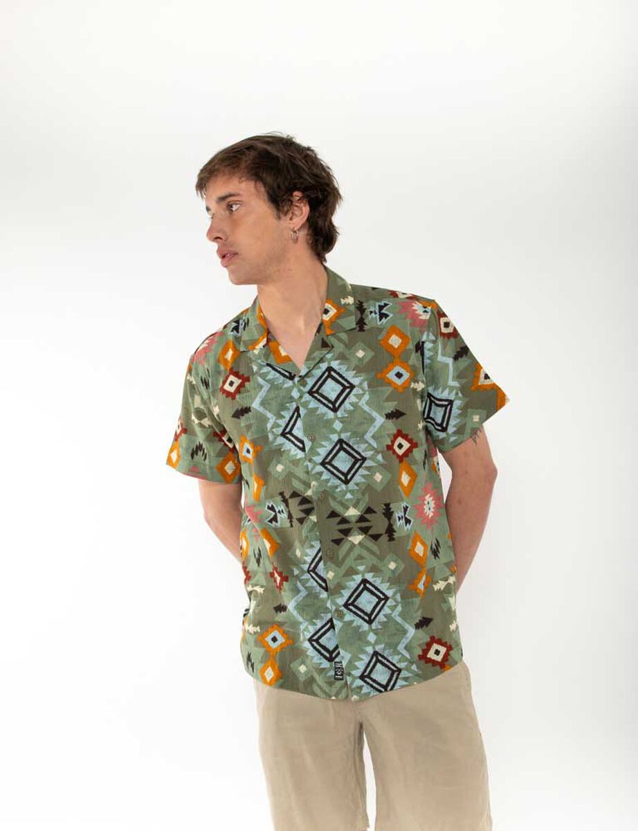 Camisa Algodón Estampada Manga Corta Hombre Fiorucci
