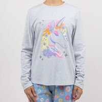 Polera de Pijama Mujer Icono Celeste, Gris, Rosado