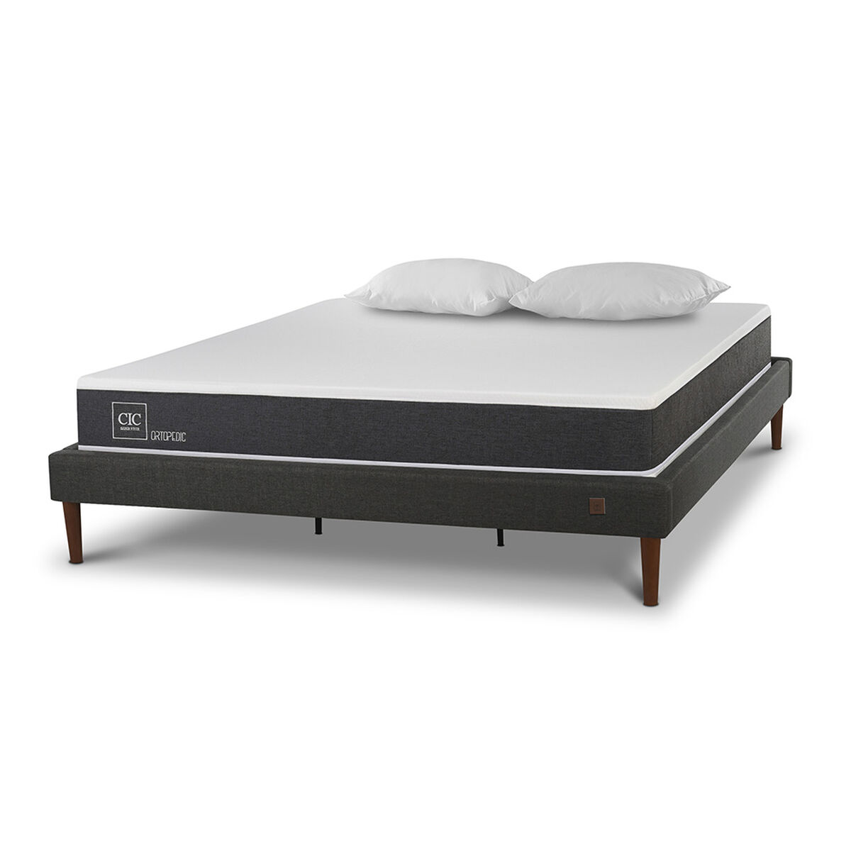 Cama Europea CIC King New Ortopedic + Almohadas Viscoel&aacute;sticas