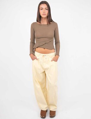 Imagen 2 del producto Jeans Cintura Ajustable Baggy Mujer Icono Amarillo, Cafe, Raw
