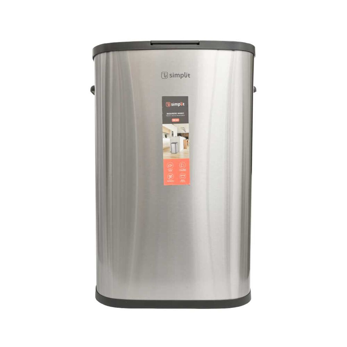 Basurero de Cocina Simplit Handy Táctil Acero Inoxidable 55 lt Gris