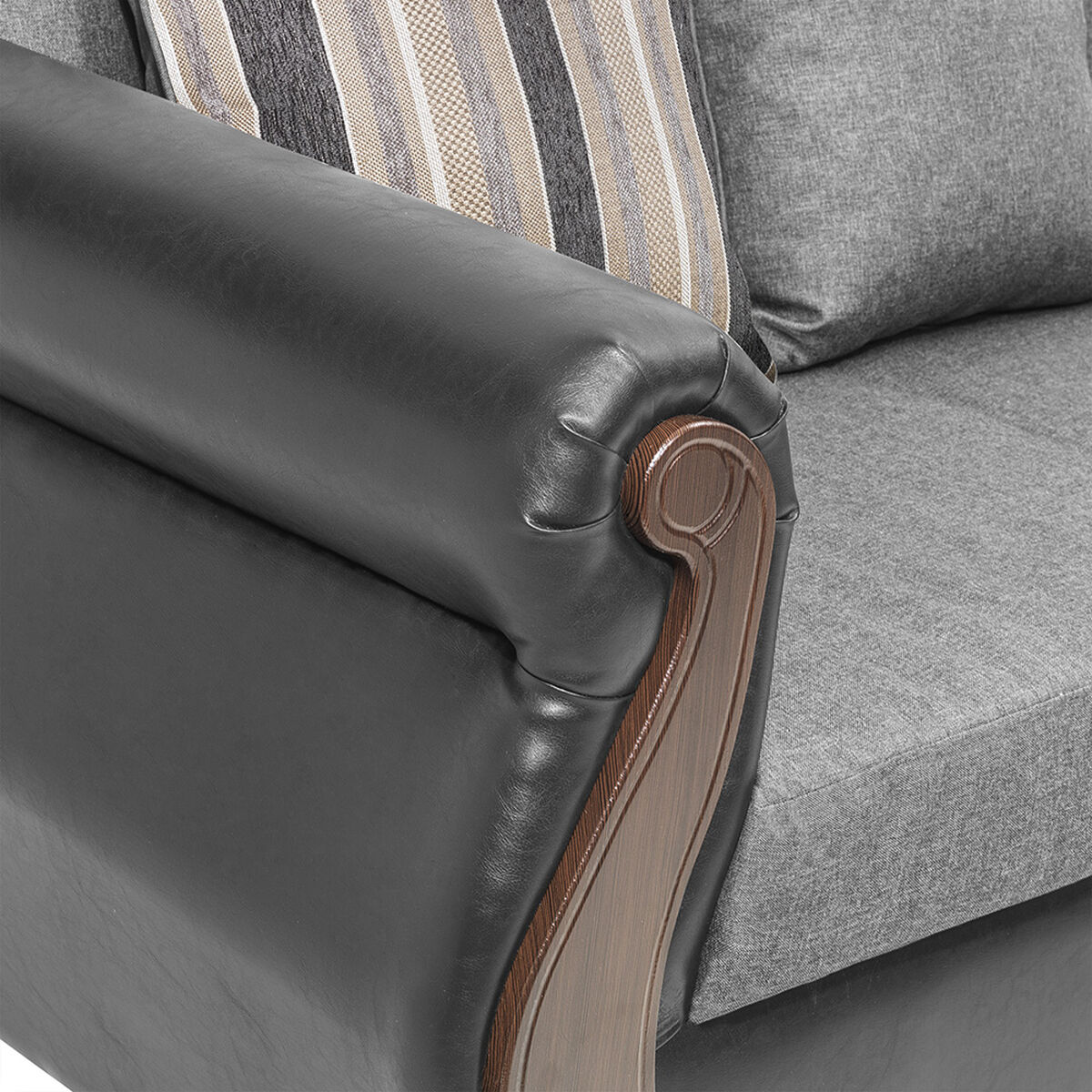 Juego de Living Innovamuebles New Bugambilia Sofá 3 Cuerpos + Sofá 2 Cuerpos Gris Claro
