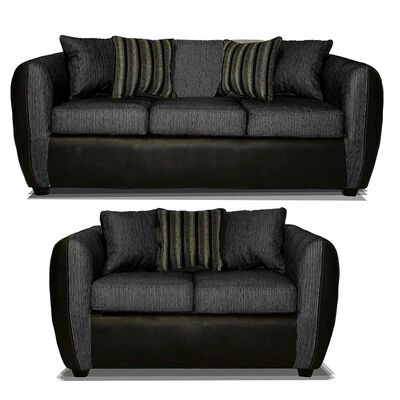 Imagen 1 del producto Juego de Living Elegant Detail Oklahoma Sofá 3 Cuerpos + Sofá 2 Cuerpos Gris Oscuro