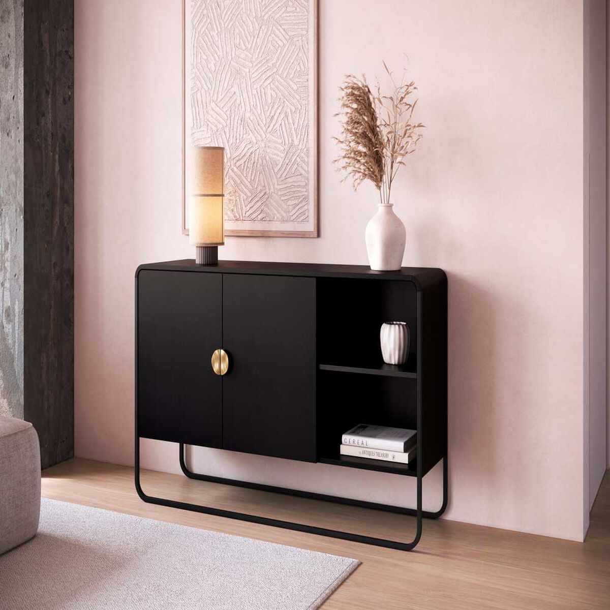 Set Buffet + Bar + Arrimo + Rack Decocasa Luna Negro