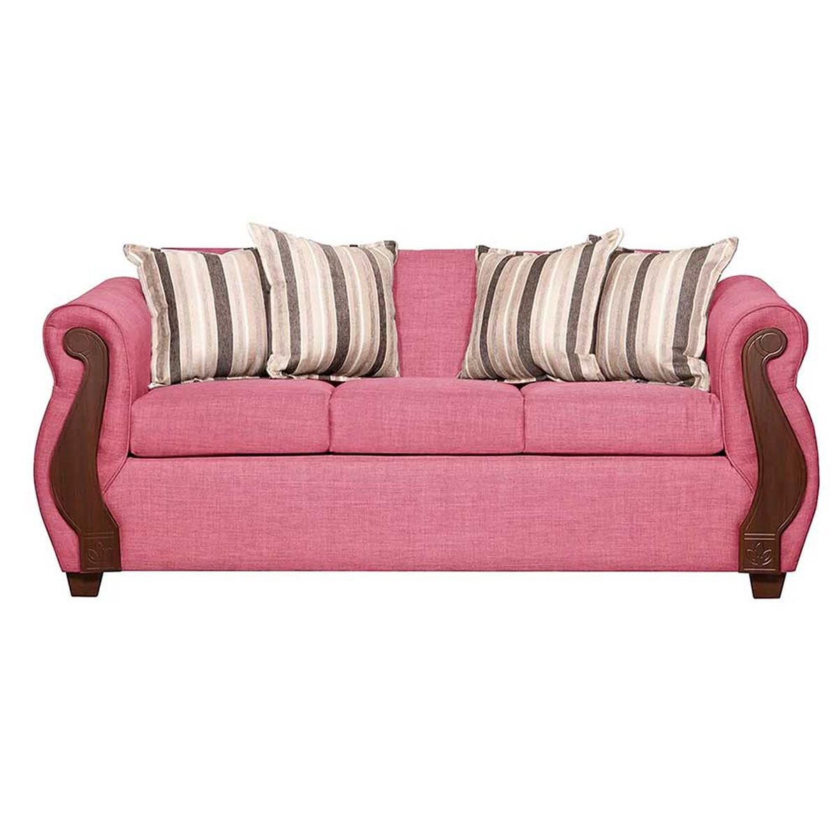 Juego de Living Ruzam Mobel Bego&ntilde;a Sof&aacute; 3 Cuerpos + Dos Sillones 1 Cuerpo Lino Palo Rosa