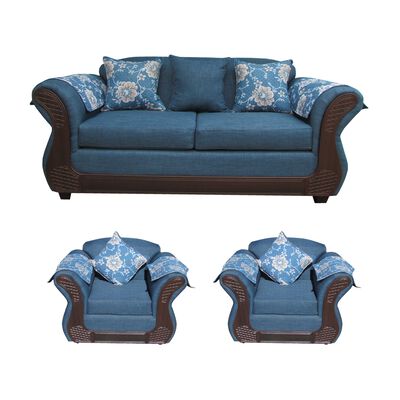 Imagen 1 del producto Juego de Living Almore Irlanda Sofá 2 Cuerpos + Dos Sillones 1 Cuerpo Azul