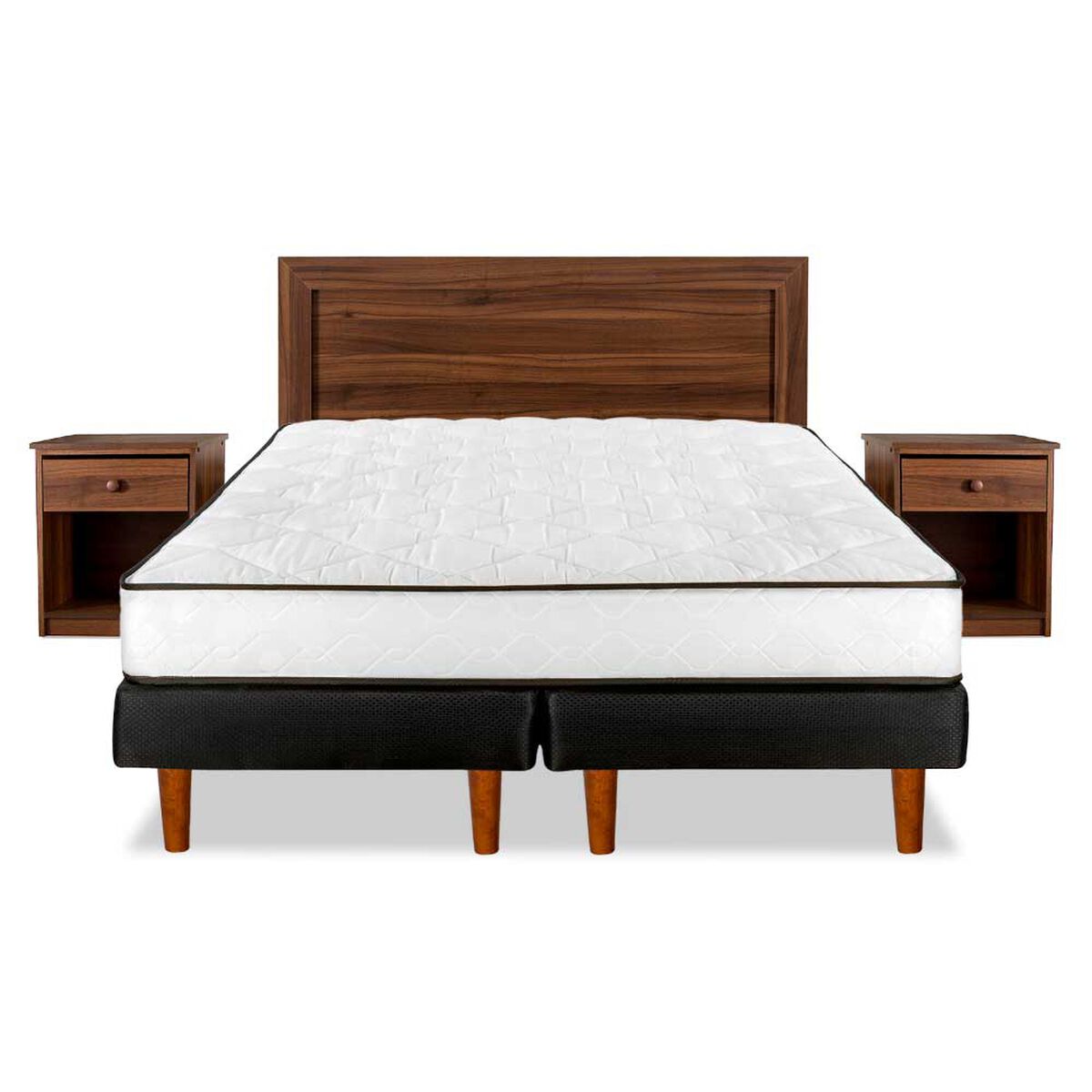 Cama Europea Flex 2 Plazas New Simple + Set Asturias