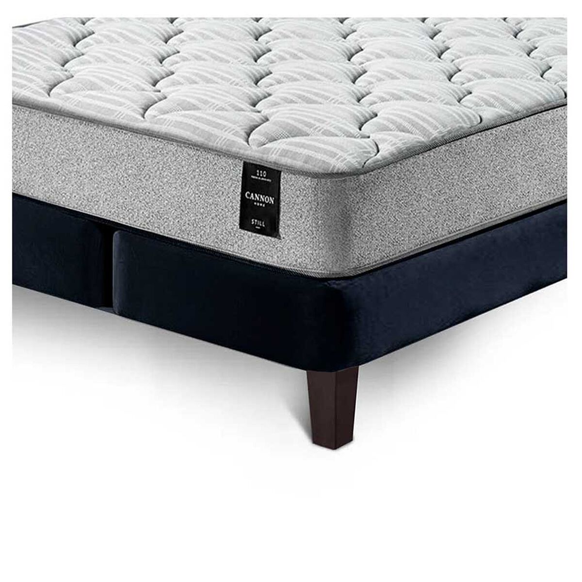 Cama Europea Latam Home Base Dividida 2 Plazas Cannon + 2 Almohadas + Sábanas + Respaldo Tela Negro