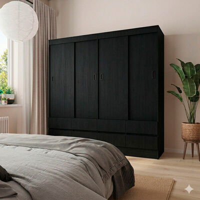 Closet CIC Maule 4 Puertas 8 Cajones Negro