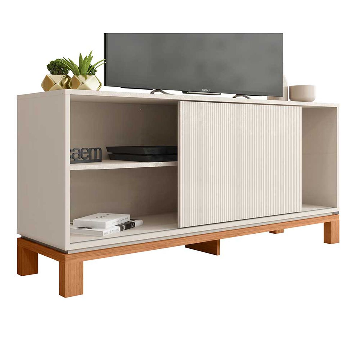 Panel TV 65" + Rack TV 55" + Vitrina Decocasa Mondrian Off White