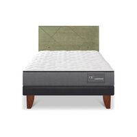 Cama Europea CIC 1,5 Plazas Anatomic + Respaldo Villarrica Olivo