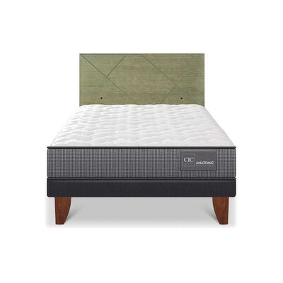 Cama Europea CIC 1,5 Plazas Anatomic + Respaldo Villarrica Olivo