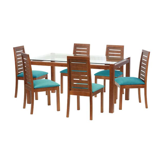 Juego de Comedor Latam Home Barcelona 6 Sillas Turquesa