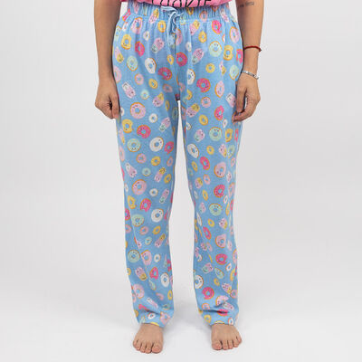 Pantalón Pijama Mujer Icono Celeste, Gris, Lila