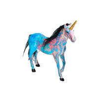 Adorno De Mesa Resina Fria Unicornio Azul