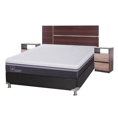 Box Spring CIC 2 Plazas Ortopedic Advance + Respaldo + 2 Veladores