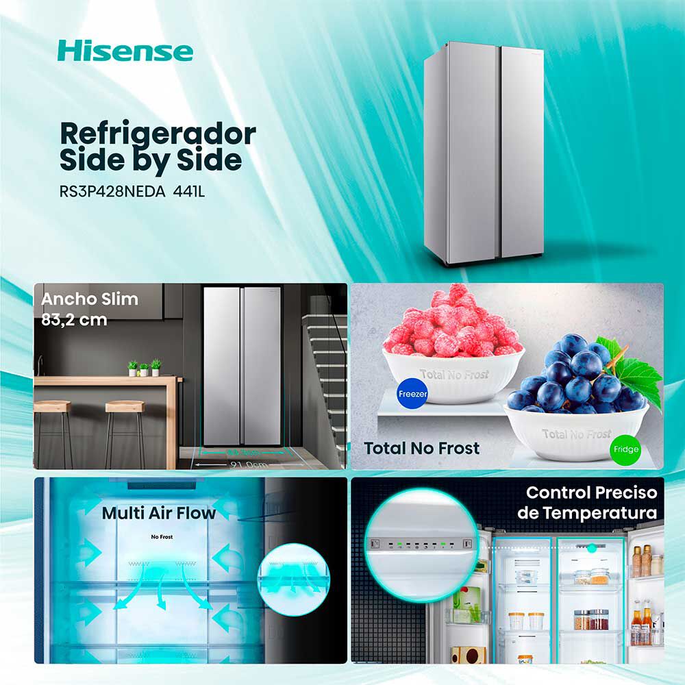 HISENSE Refrigerador Hisense RS3P428NEDA Side By Side 441 L Inox | Abc