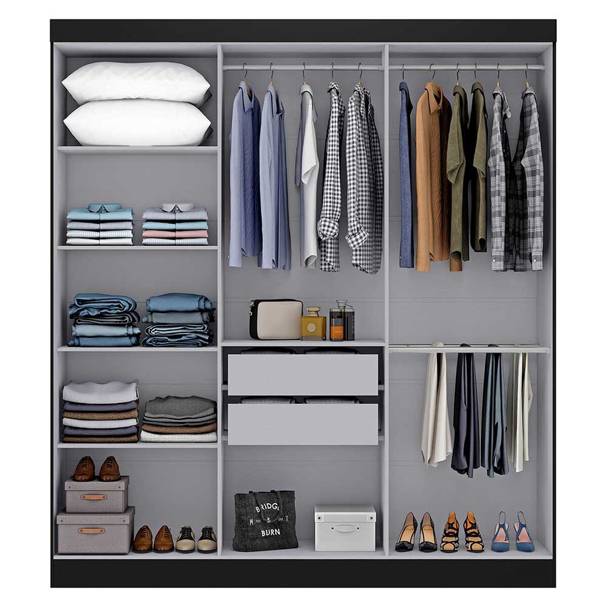 Closet Almore Atlanta 6 Puertas Negro