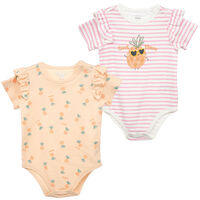 Pack 2 Body Manga Corta Beba Chess Baby Crudo, Rosado