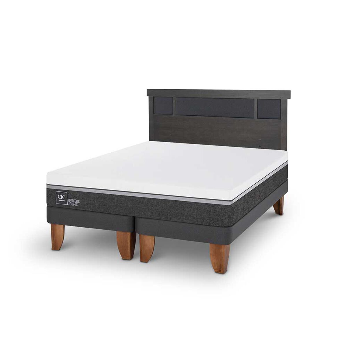Cama Europea CIC Base Dividida 2 Plazas Ortopedic Advance + Respaldo Dublin