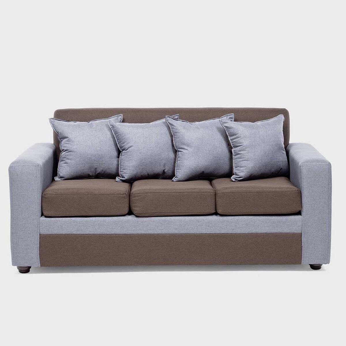 Juego de Living Almore Paris Sofá 3 Cuepos + Dos Pouf 1 Cuerpo Gris Café